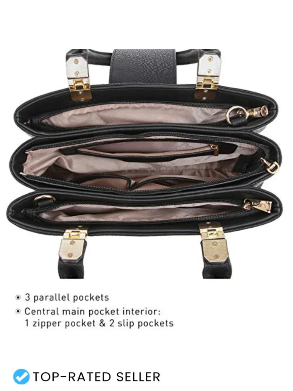 Vegan Leather Satchel Handbag with Detachable Shoulder Strap